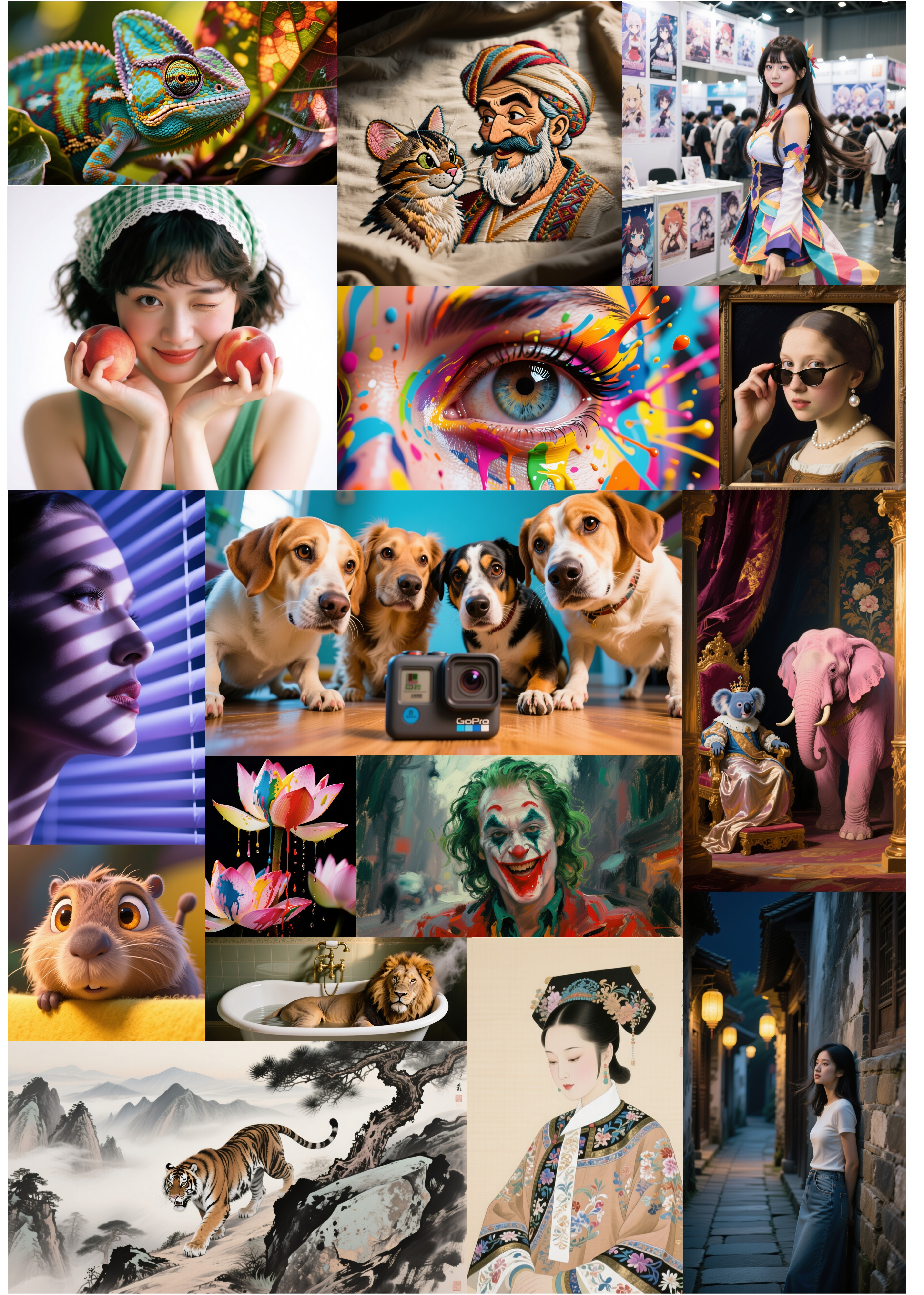 Professional Chinese woman in QWEN t-shirt presenting with detailed Chinese text on glass board covering technical features and capabilities